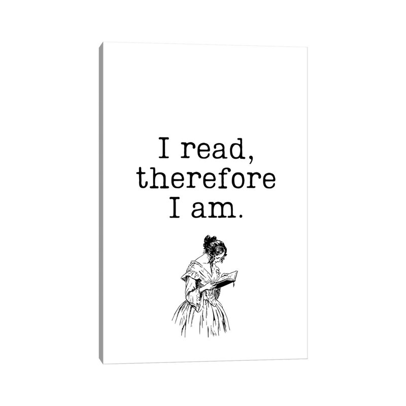 I Read Therefore I Am Vintage Book Lovers by Design Harvest - Wrapped Canvas Print, 20.32 cm H x 30.48 cm W