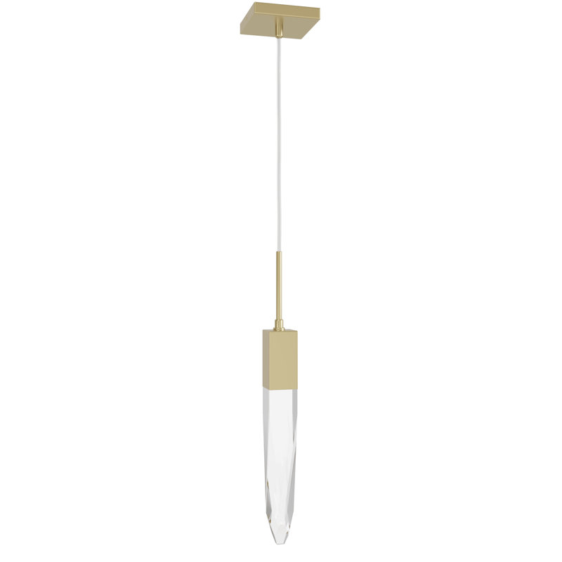 Mini-luminaire suspendu 1 lumière DEL Aspen, Laiton brossé, Transparent Aspen K9, Transparent