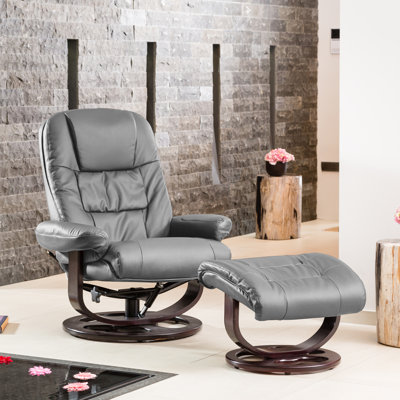 Robertsdale 88cm Wide Faux Leather Swivel Ergonomic Recliner