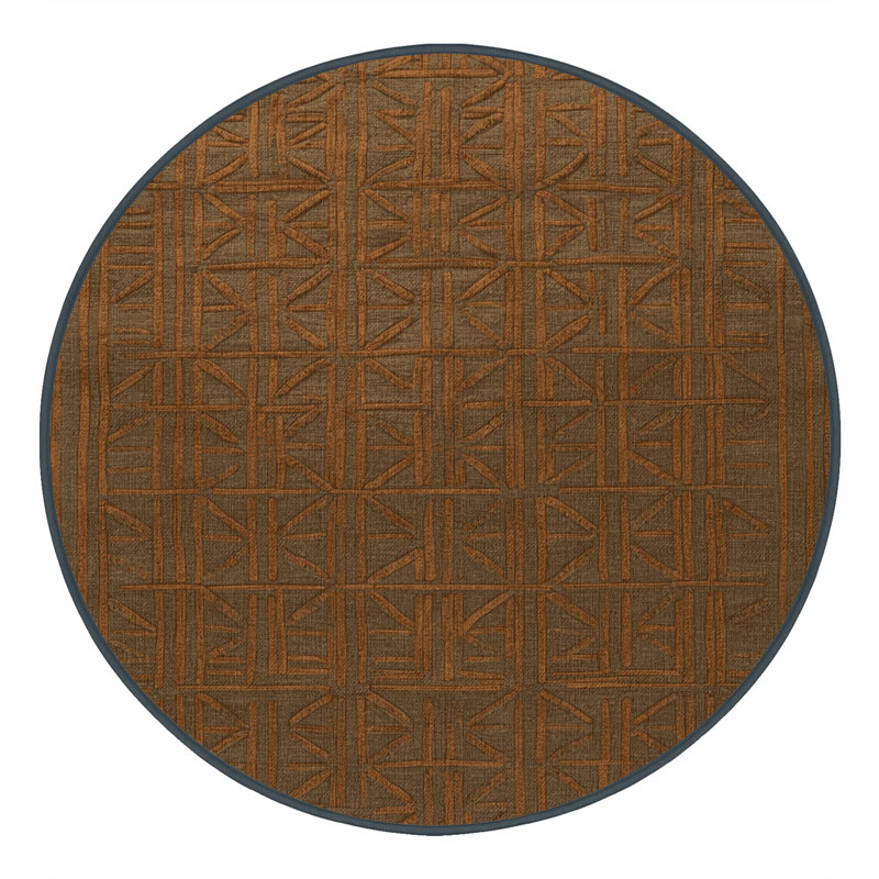 Machine Washable Trellis Brown Area Rug, Round 5'