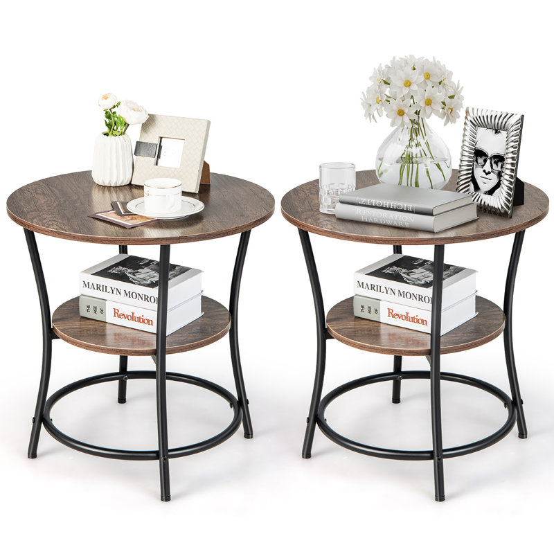 Harunobu 21.5'' W Metal Nightstand, Beige/Black