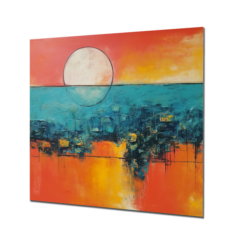Bleu minimalisme coucher de soleil I - art mural en métal minimalisme, H 29 po x l 29 po