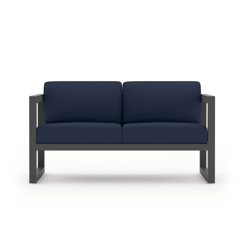 Avion 4 Piece Loveseat Set With Swivel, Spectrum Indigo Sunbrella®, Slate