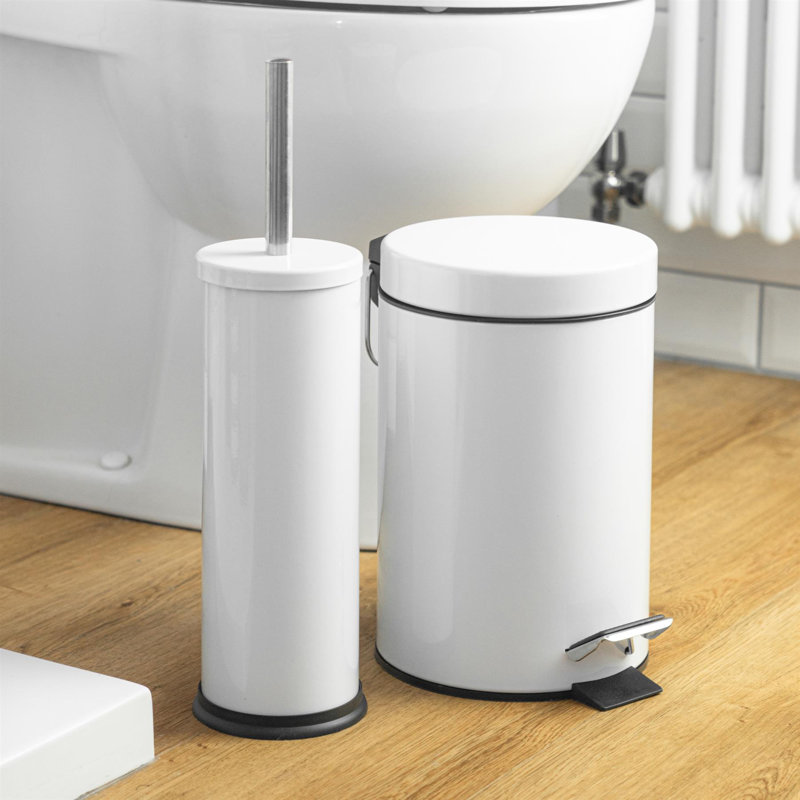 Harbour Housewares 3L Round Bathroom Pedal Bin, White