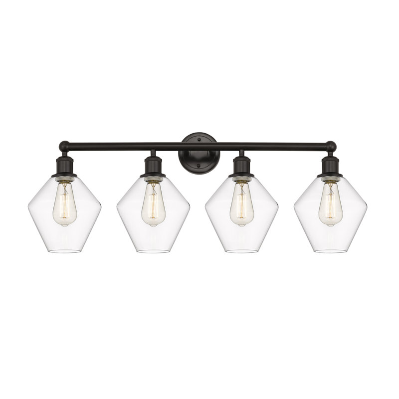 Éclairage de salle de bain à intensité variable 4 lumières Amylea, Transparent, Bronze huilé