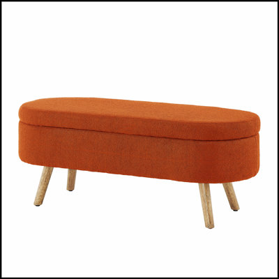 Luxury Oval Boucle Storage Ottoman Bench With Wood Legs, 350Lb Capacity, And Safety Hinge For Living Room, Bedroom, And Entryway