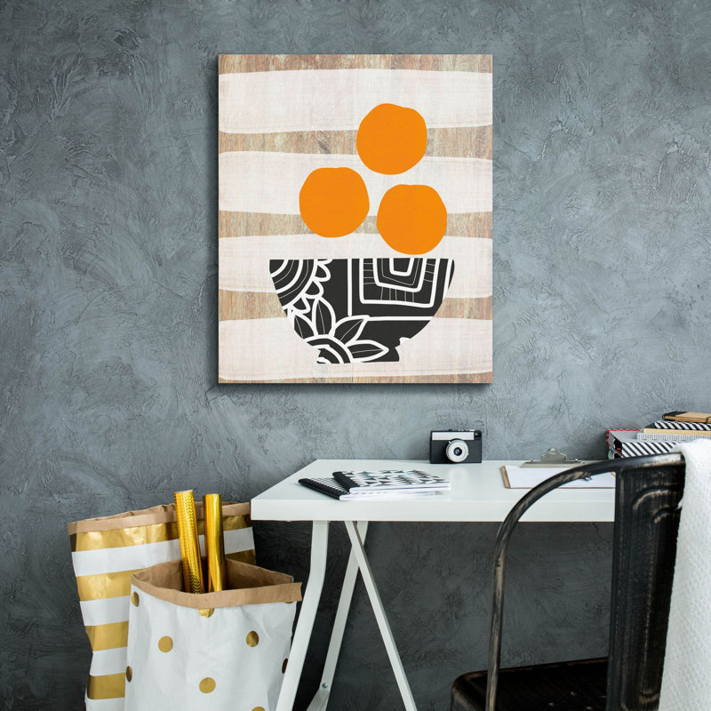 «Bowl Of Oranges On Wood» par Linda Woods, art mural sur toile, H 24 po x l 20 po x P 0,75 po