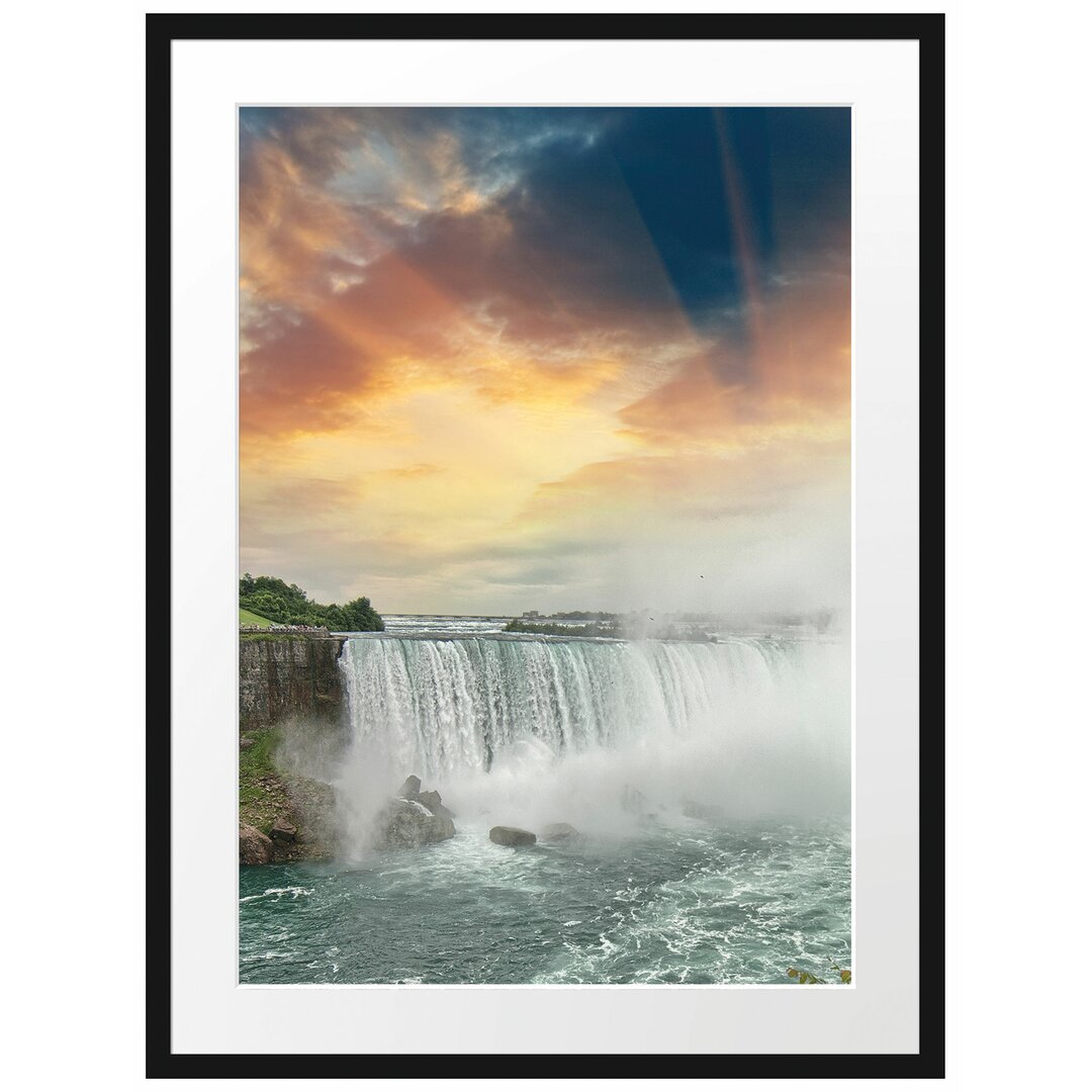 Gerahmtes Poster Niagarafälle bei Sonnenuntergang