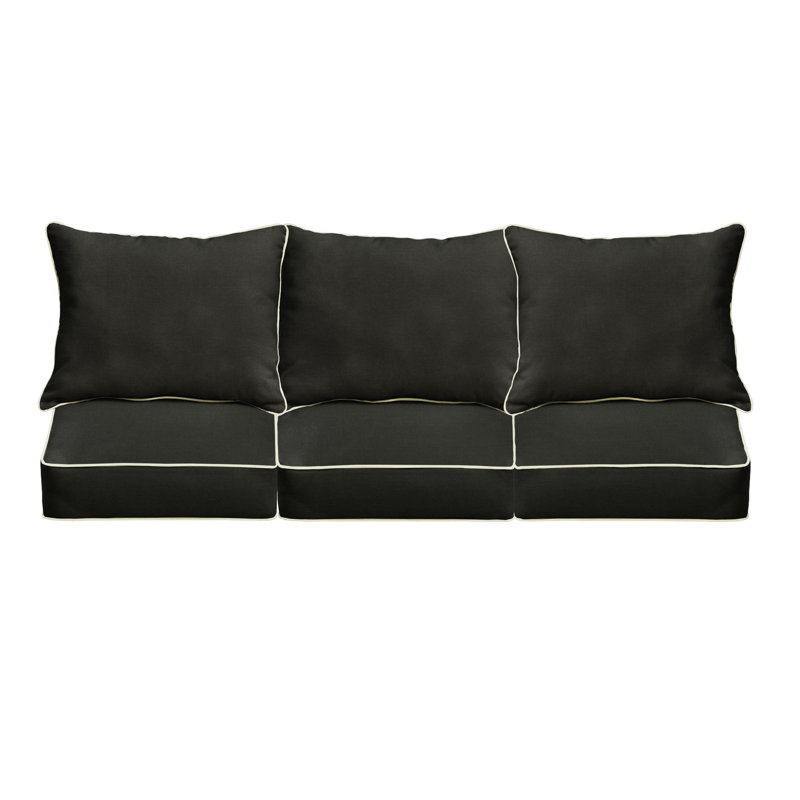 Ensemble de coussin et coussin d'extérieur Sunbrella, Tissu noir Sunbrella, L 29 po x P 27 po x H 5 po