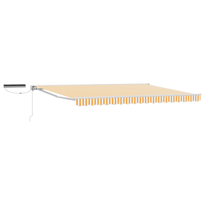 VidaXL Polyester Cover Retractable Patio Awning, 500cm W x 300cm D, Yellow/White