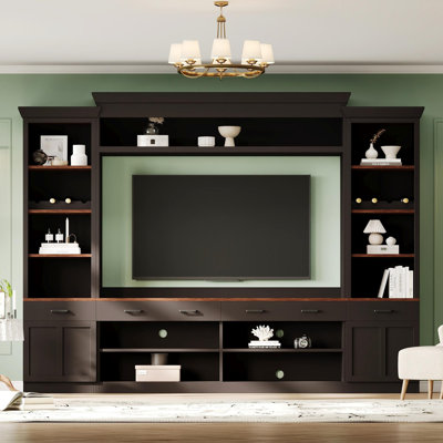 Blaze Farmhouse Entertainment Center with Bookshelf, Shelves  Wine Rack