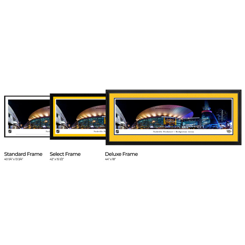 Reproduction panoramique de la LNH de Bridgestone, domicile des prédateurs de Nashville, H 18 po x l 44 po, Cadre noir