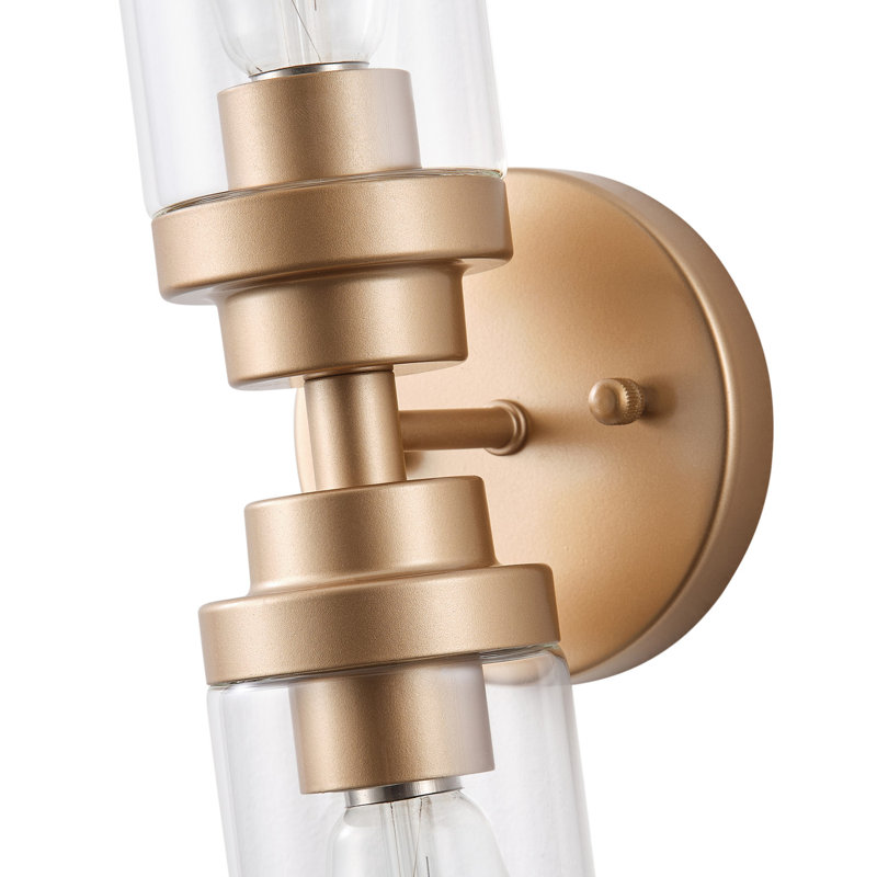 2-Light Bulbs Dimmable Sconces Wall Lighting Tube Glass Wallchiere, Brass