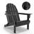 Outdoor Hdpe Folding Adirondack Chair, All-weather Resistant, Black-852652268
