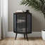 Armoire de coin 22,25 po - Noir, porte en verre trempé et tablettes de rangement