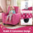 Kids Recliner with Cup Holder with Adjustable Backrest & Footrest Pink+White-23552789