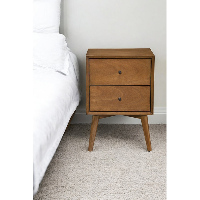 Table de chevet 2 tiroirs Century, Brun / Blanc