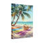 Toile avec serviette et chapeau de plage-668158160