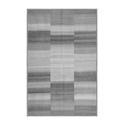 Tapis rayé gris / blanc / noir
