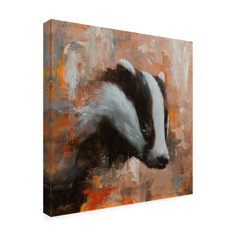 Bolog John Silver Badger Canvas Art, 14" H x 14" W
