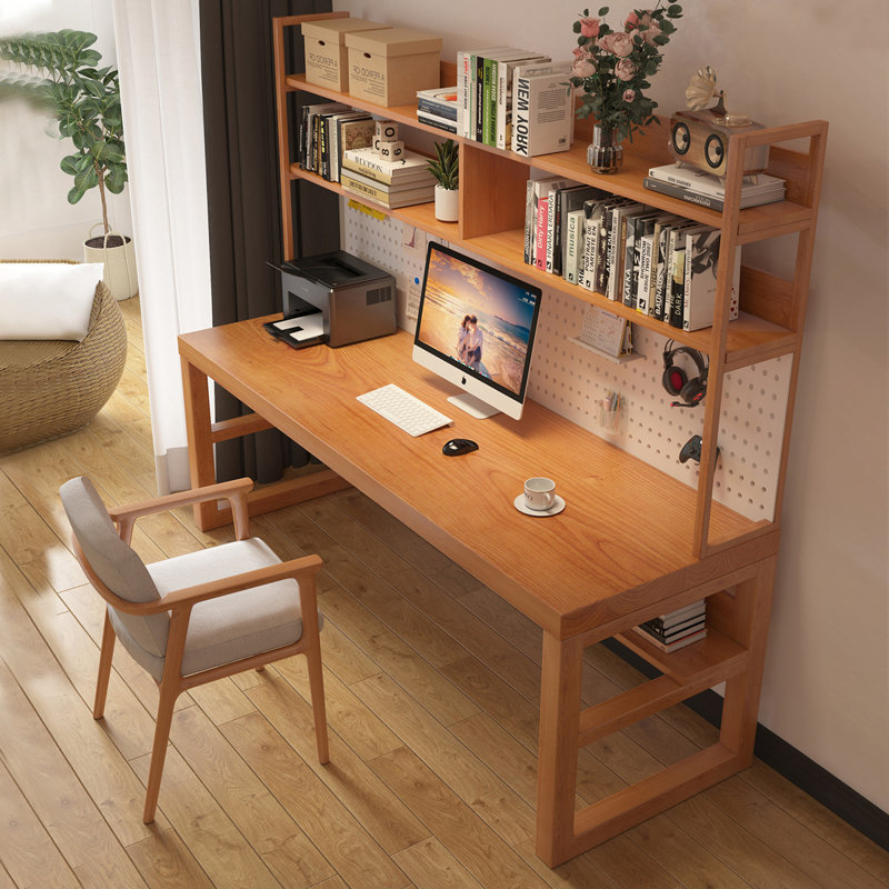 Bureau rectangulaire en bois massif brun, H 74,8 po x l 62,99 po x P 23,62 po