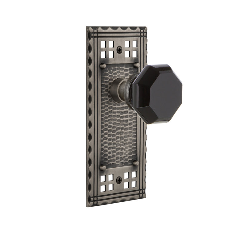 Craftsman Plate with Waldorf Black Door Knob, Antique Pewter