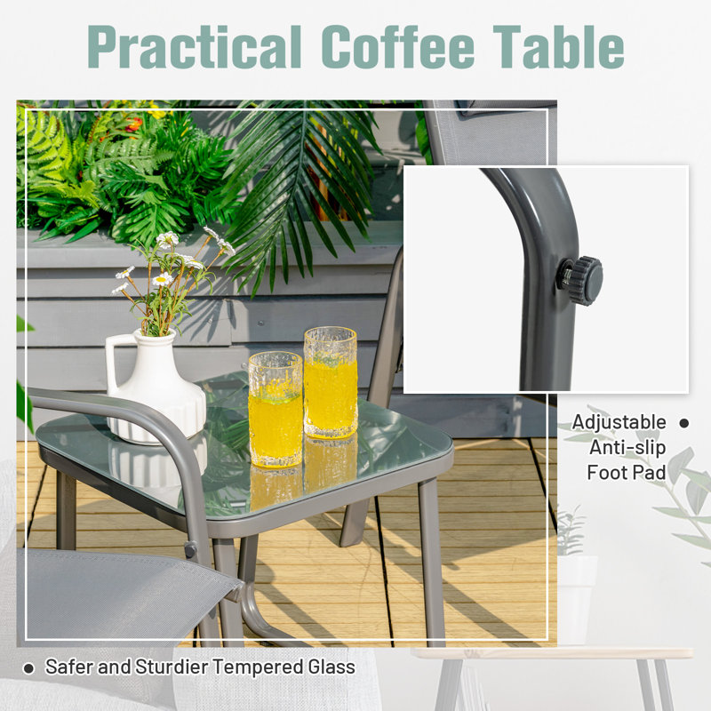Tishara 2 - Person Patio Conversation Set, Gray