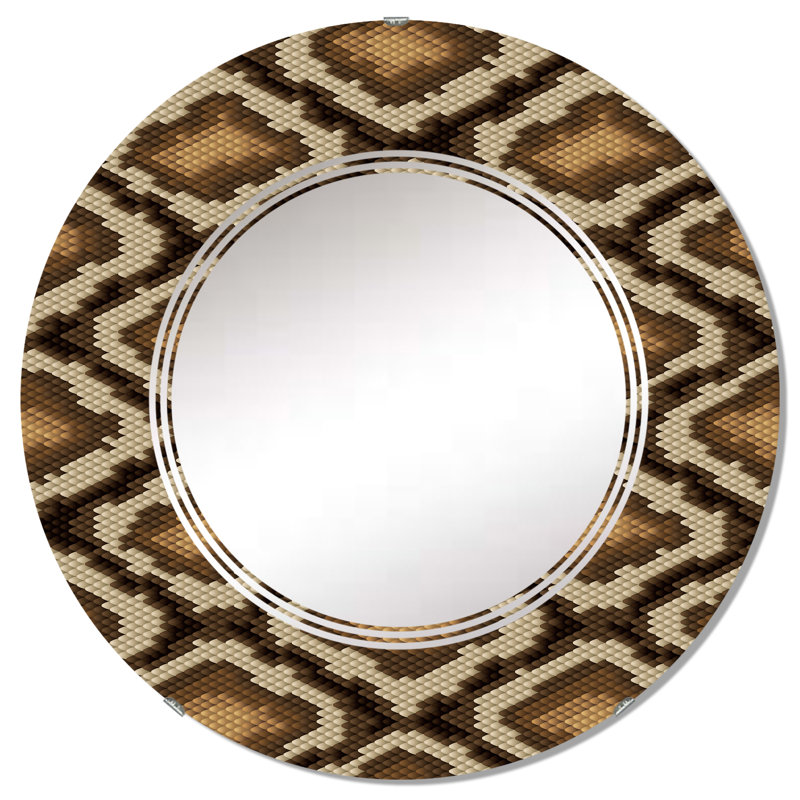 Pingel Brown Python Pattern II - Animals Wall Mirror, 32" x 32"