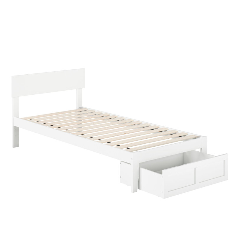 Farrah Platform Storage Bed, White, Twin Extra Long