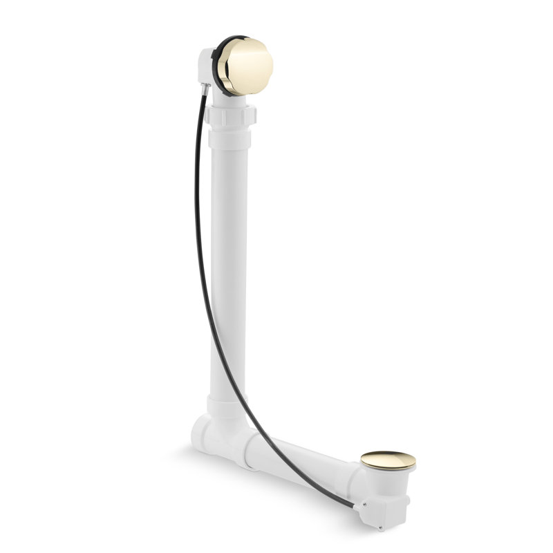 Clearflo Cable Bath Leg Tub Drain with Overflow, Vibrant French Gold