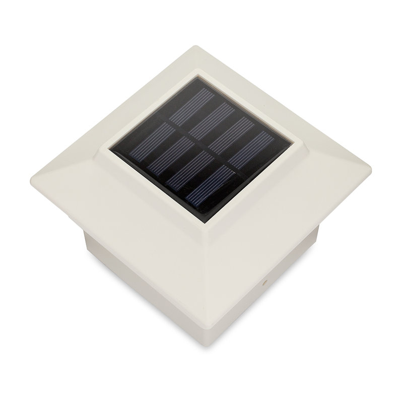 White Solar Powered Integrated LED Fence Post Cap Light Pack
