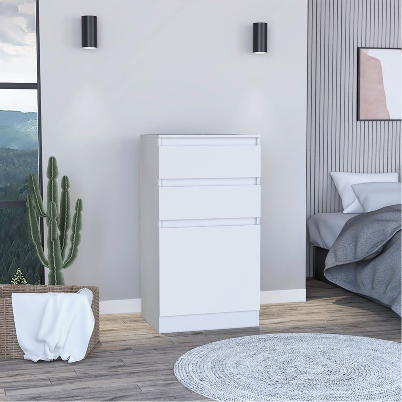 Commode 2 tiroirs Cassel - blanc, Blanc