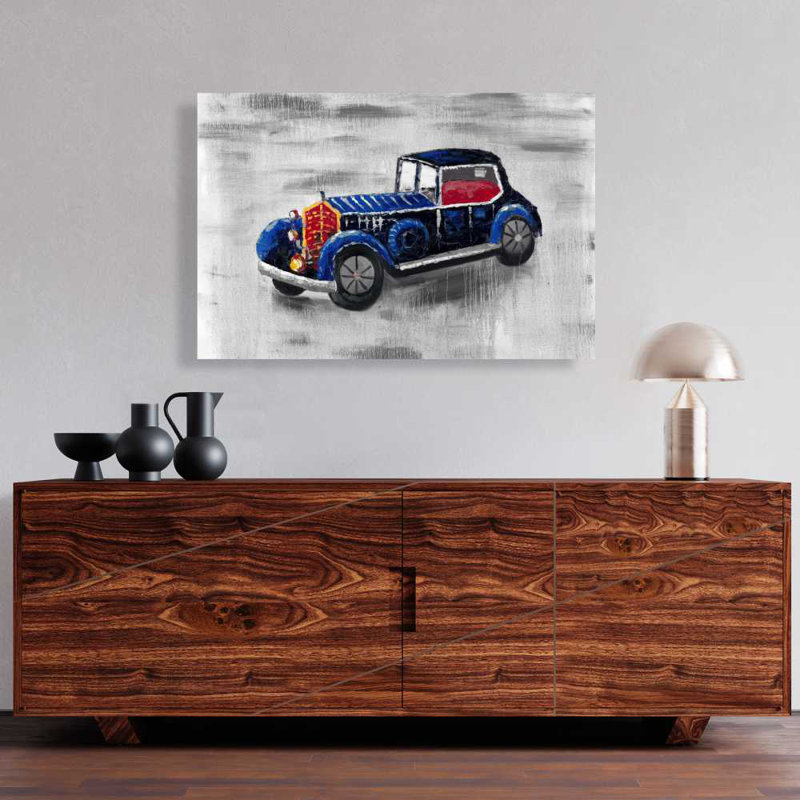 Voiture-jouet rétro bleue - Toile contemporaine