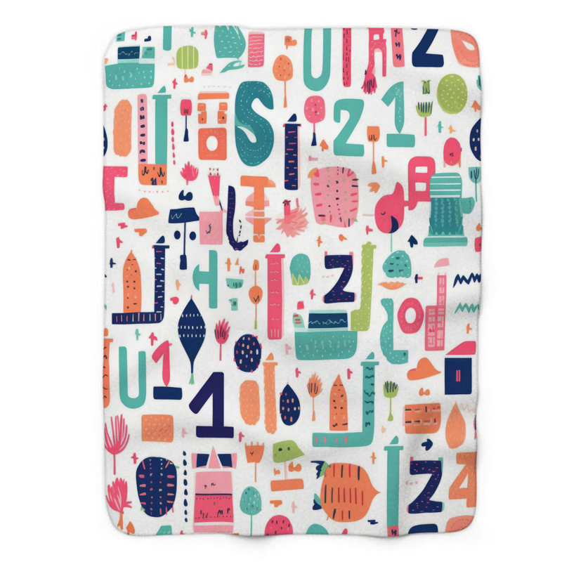 Lettres et chiffres - couverture de qualité supérieure 1 pièce, Lit simple