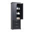 Grande armoire de rangement avec trois tiroirs pour salle de bain / bureau, noir-1506152909