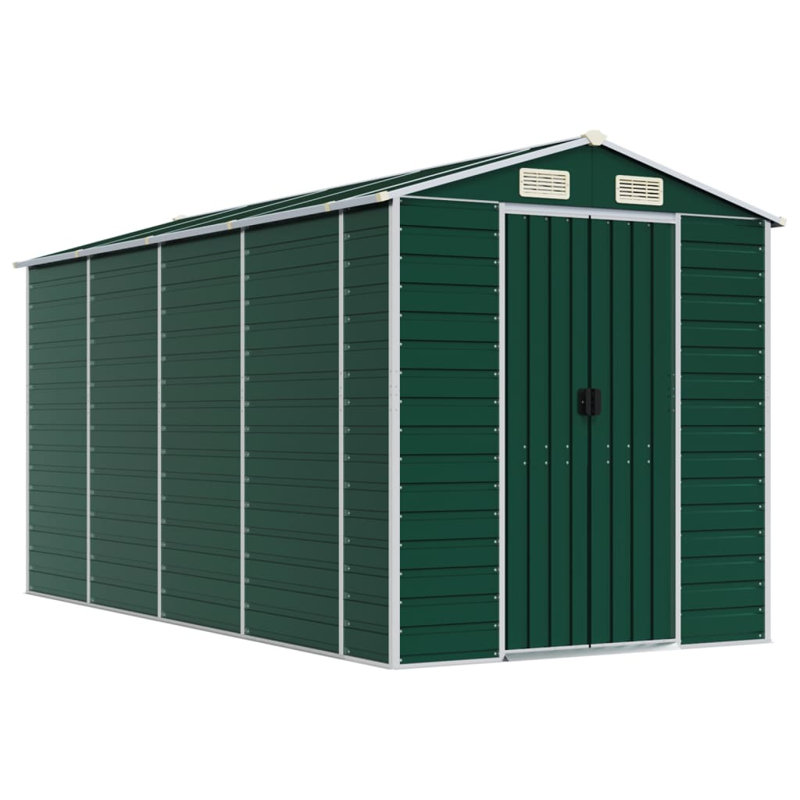 Abri de jardin rectangulaire en acier galvanisé Vidaxl, H 78 po x l 151,6 po x P 75,2 po, Vert