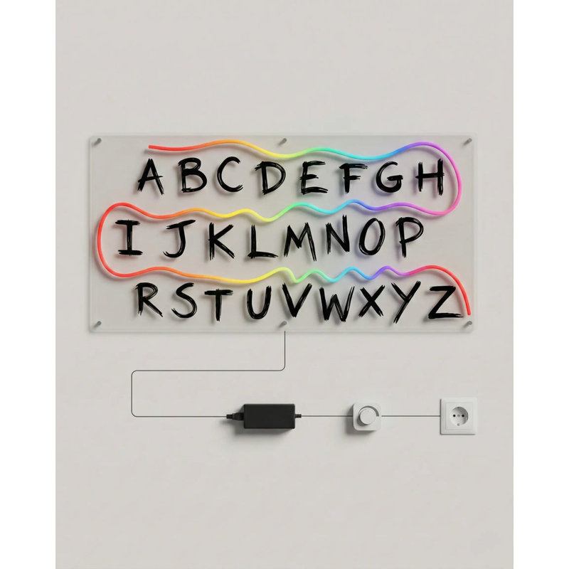 Alphabet DEL néon, art mural - l 40 po x H 20 po (102 x 51 cm)
