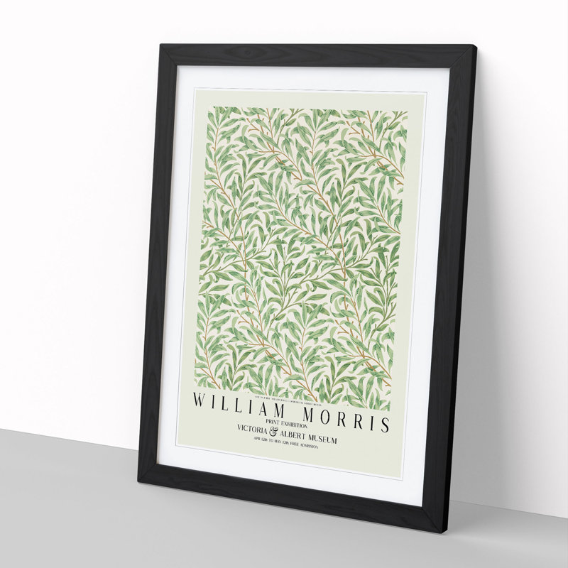 Willow Bough with Border by William Morris - Framed Print, Black Framed, 36cm H x 27cm W x 2cm D