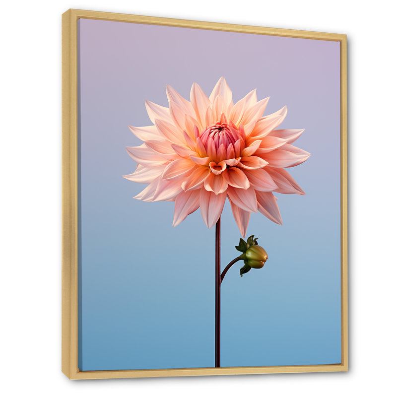 Fleurs éternelles de dahlia rose - imprimé, H 32 po x l 16 po x P 1 po, Cadre naturel flottant