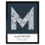 Manchester City Map Manchester England United Kingdom City Map Navy - Single Picture Frame Typography
