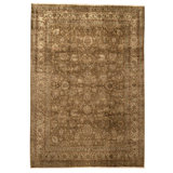 Hand Knotted Wool Area Rug in Brown And Beige