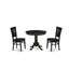 Ensemble de table de cuisine 3 pièces pour petits espaces comprenant une table de salle à manger ronde avec piédestal et 2 chaises de salle à manger, 36 po x 36 po, noir-96489791-108003992-108003989