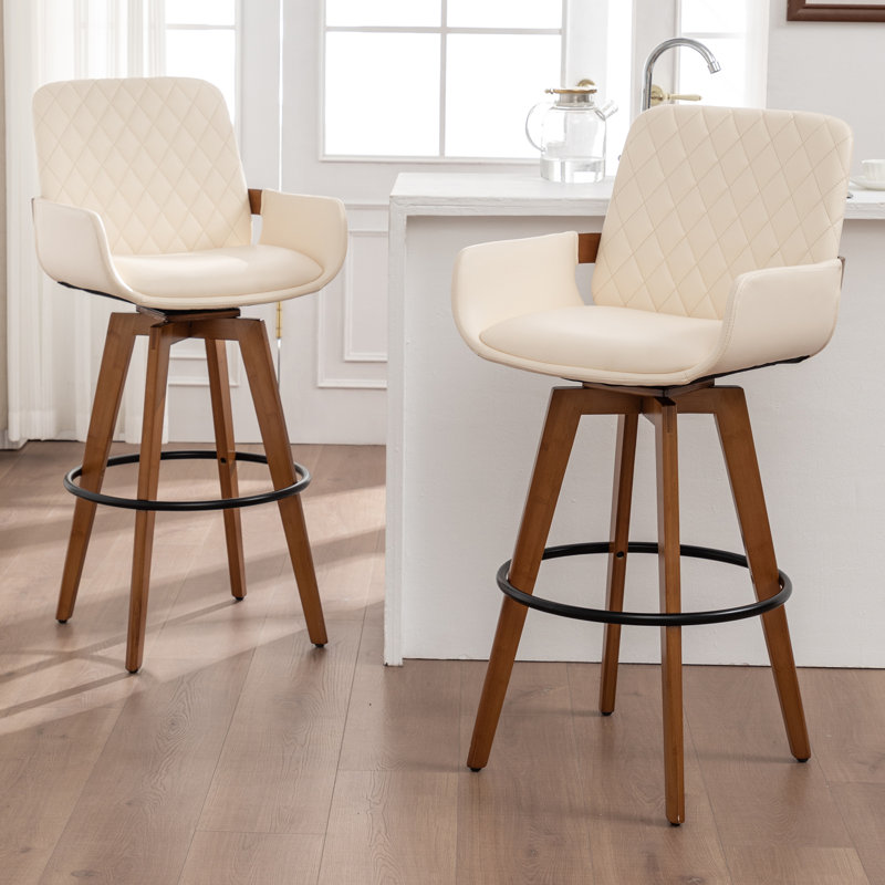 Modern Swivel Bar Stool, Beige, Counter Stool (67.3cm Seat Height)