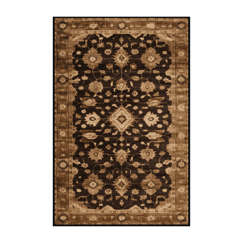 Machine Washable Overdyed Black Area Rug, Rectangle 2' x 3'