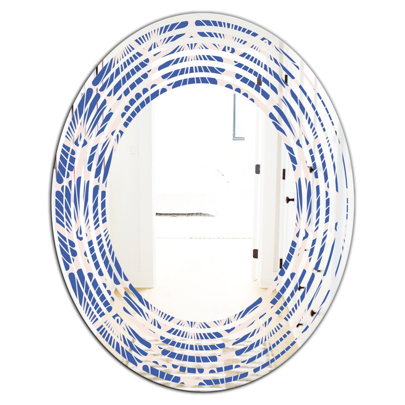 Retro Blue Waves - Abstract Accent Mirror, 31.5" H x 23.7" W