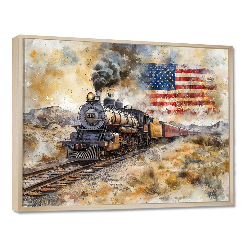 Laithen - États-Unis, art mural sur toile, H 34 po x l 44 po, Reproduction avec cadre flottant, Crème, crème