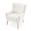 Fauteuil d'appoint, dossier à oreilles capitonné, tissu granulaire blanc amande moderne