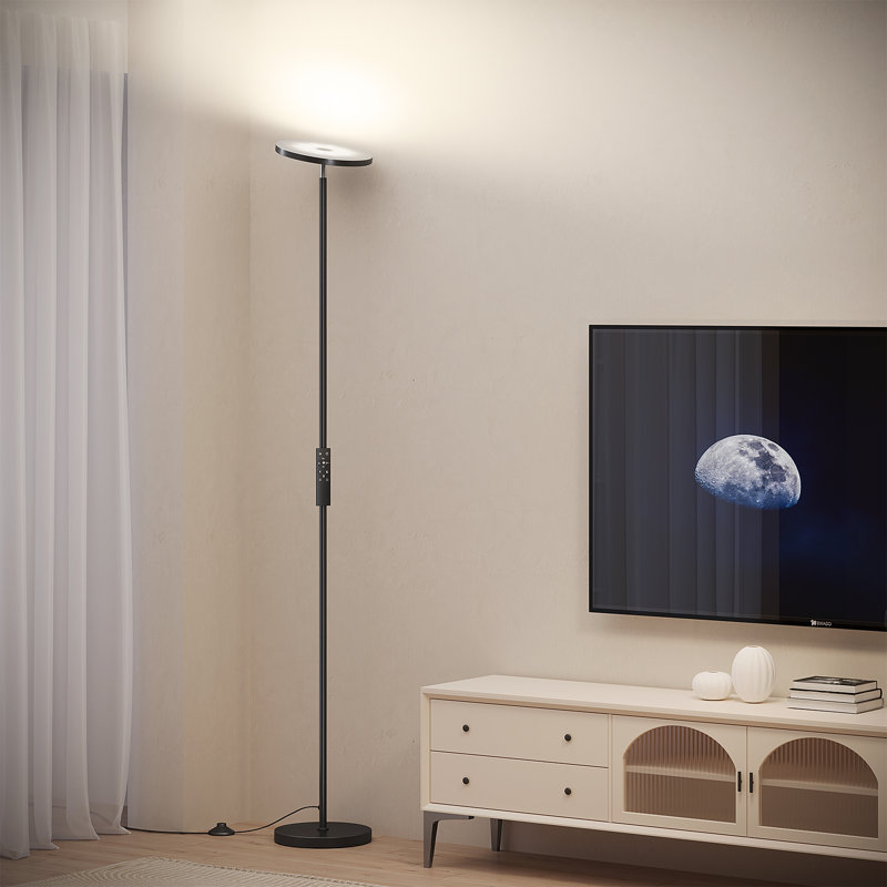 Lampe de coin torchère à DEL à intensité variable 69 po avec télécommande Johntay, Noir, noir, noir, noir