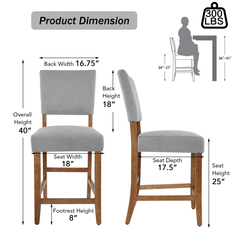 Tabouret de bar 25 po H, Gris