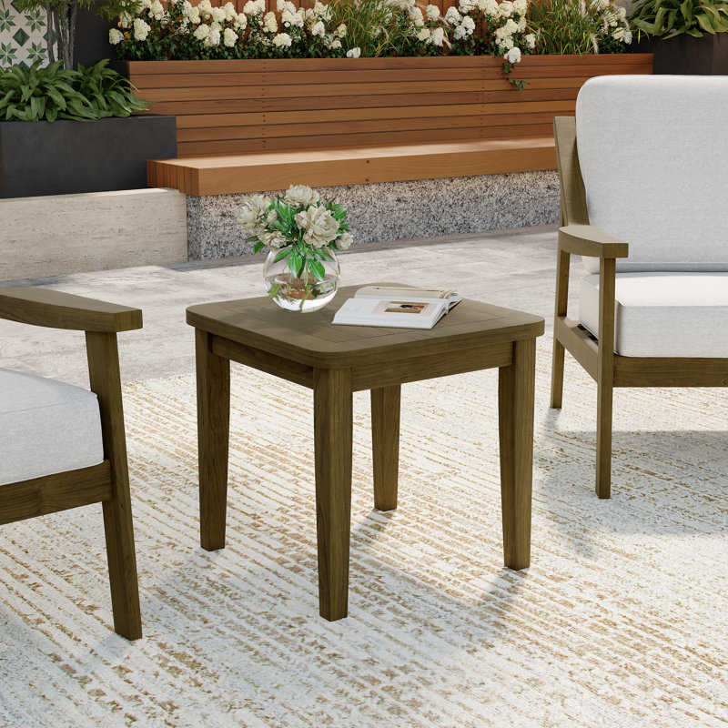 Solid Wood Teak Outdoor Side Table, Brown
